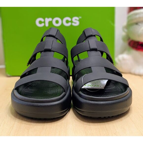CROCS Black Brooklyn Luxe Gladiator Sandals Women's Size 9 NIB - Picture 6 of 14